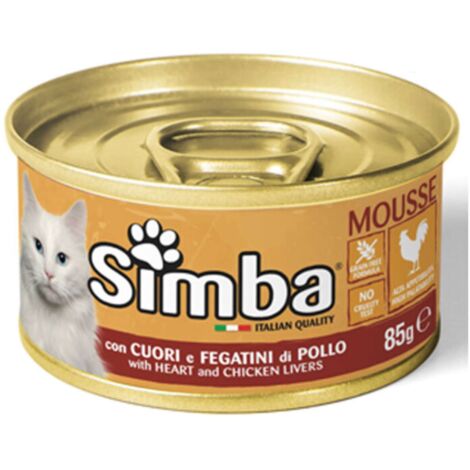 CIBO GATTO MONGE SIMBA  85 G CUORI E FEGATINI POLLO - 24 pezzi
