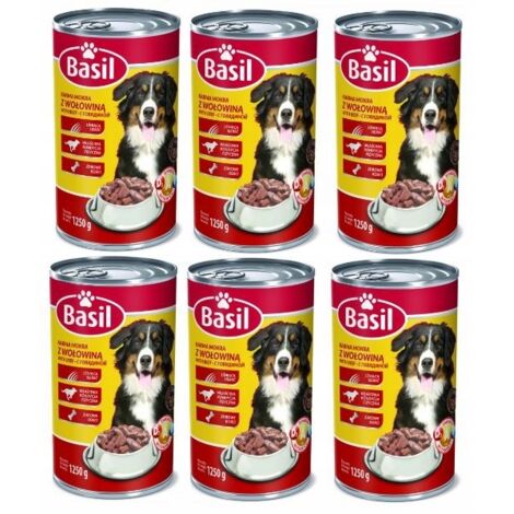 Cibo per cani Basil 1250g con manzo, 6 lattine