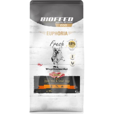 Cibo secco per cani BIOFEED Euphoria Mini & Small Maiale e Oca 8kg