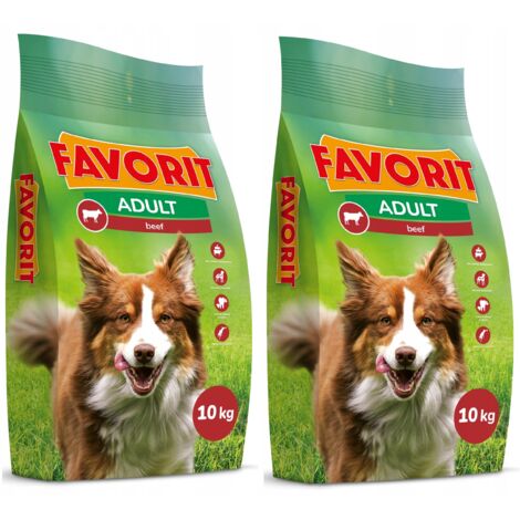 Cibo secco per cani Favorit al manzo 10 kg x 2 pezzi