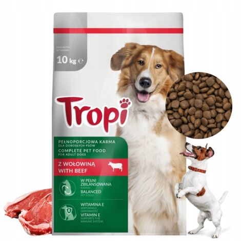 Cibo secco per cani Tropi 10kg con manzo