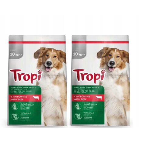 Cibo secco per cani Tropi 10kg manzo x 2 pezzi