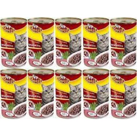 Cibo umido al basilico 415g con manzo per gatti 10 pz.