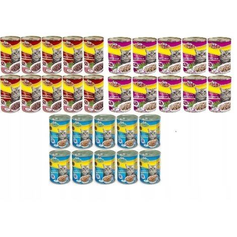 Cibo umido al basilico 415g per gatti MIX 30 pz lattina