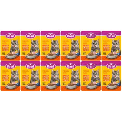 Cibo umido per gatti al basilico bustina da 100 g con tacchino x 12 pz