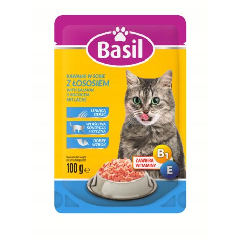 Cibo umido per gatti Basil 100g bustina con salmone
