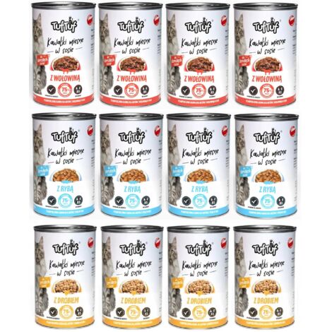 Cibo umido per gatti Tuf Tuf Mix di sapori 12 pezzi x 415 g