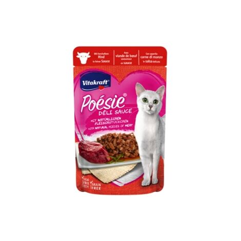 Cibo umido per gatti vitakraft, poÈsie deli sauce, manzo, conf. 85 gr