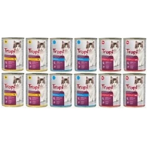 Cibo umido TROPI per gatti MIX OF FLAVORS 12 pezzi x 415g lattina gatto