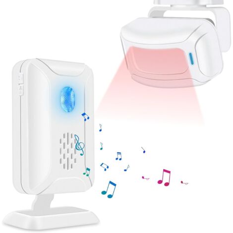Cicalino di allarme con sensore di movimento PIR wireless, cicalino di benvenuto, avviso di cassetta postale, cicalino con sensore di movimento con luce notturna
