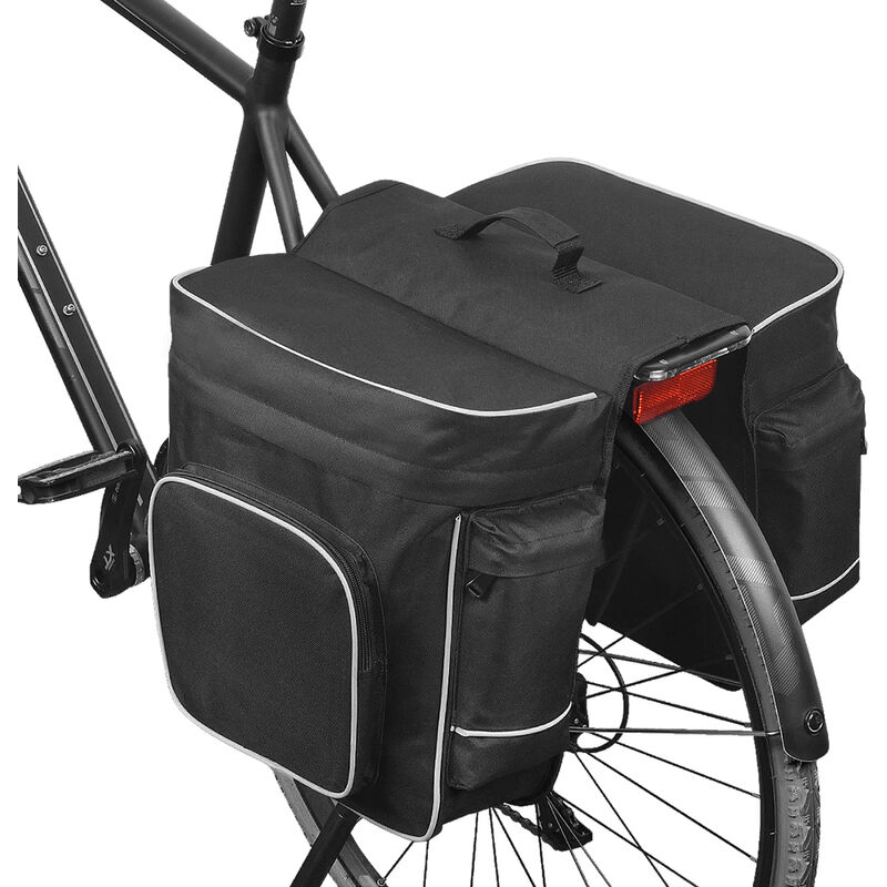 

Ciclismo 2 en 1 30L Bicicleta Negro Trasero doble lateral Bolsa de rejilla Asiento trasero Pannier Almacenamiento de sillin de ciclismo al aire libre