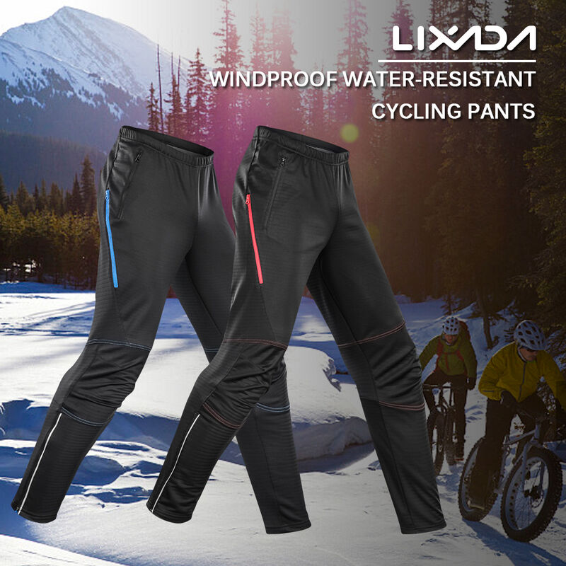 

Ciclismo Pantalones Impermeable Hombres En invierno termica Fleece rompevientos montar en bicicleta Sport pantalones Correr, rojo, S - Lixada