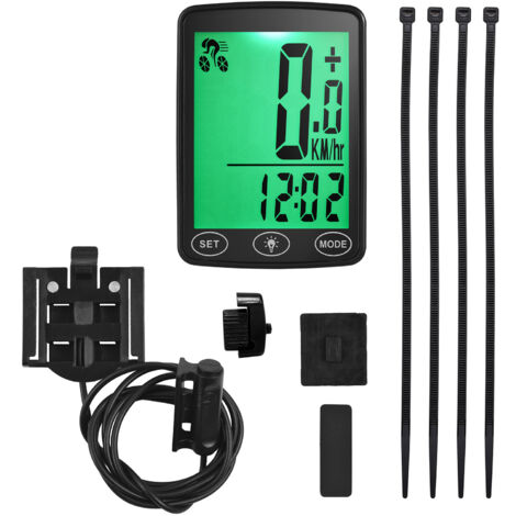 Ciclocomputador impermeable con retroiluminación LED, velocímetro, odómetro, contador de calorías y pantalla de temperatura.