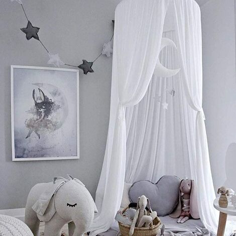 Ciel de Lit Enfant Moustiquaire de Chambre D'enfant Baldaquin de Lit (Blanc)50240cm