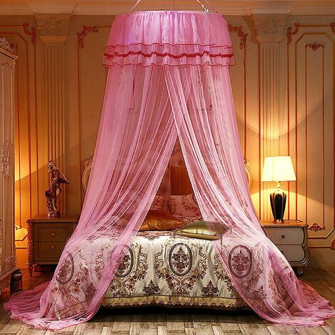 Ciel de lit Moustiquaire, Ciel de Lit Princesse Moustiquaire Dôme Polyester, Décoration pour Chambre Bébé ou Enfant -Arcenciél (Rose)