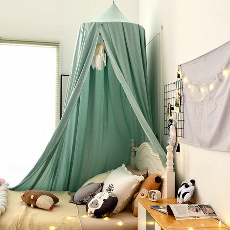 Ciel de lit pour bébé - 275 cm - Extra large - En coton - Moustiquaire suspendue pour chambre à coucher, dressing, jeu de lecture, temps de lecture - Hauteur : 275 cm (vert)