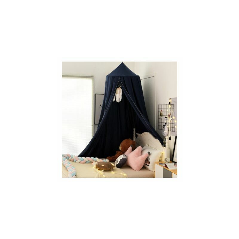 Monly - Ciel de lit pour chambre à coucher Dôme rond pour décorations de chambre de bébé 250 cm Bleu foncé