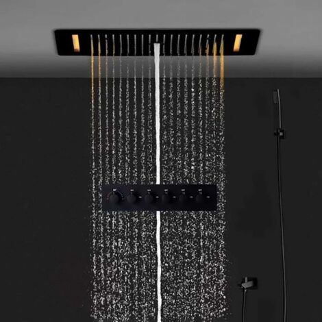 Ciel de pluie led thermostatique noir, Monza