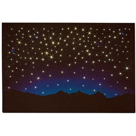 Cielo Stellato con Montagne Luminoso Pannello 60x40 cm con Fibra Ottica LED 10758
