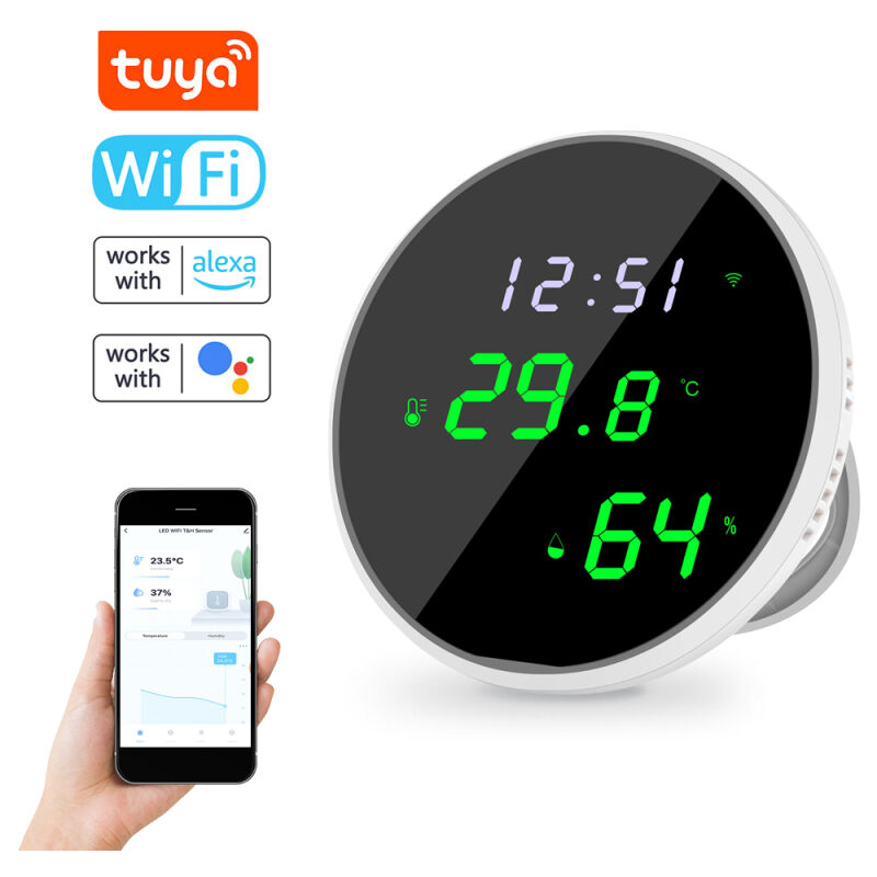 ABC - Capteurs d'humidité et de température Tuya Wifi, application de contrôle à distance pour la maison, liaison de scénario intelligent, compatible