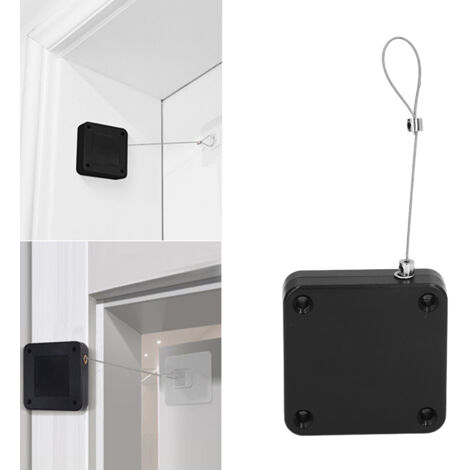 Cierrapuertas automático, 1200 g, no requiere taladrar, material plástico resistente, negro.