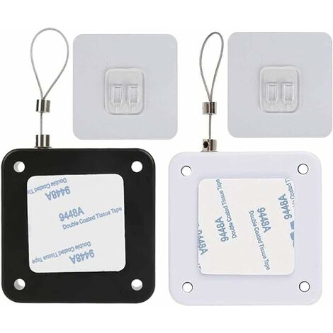 Cierrapuertas automático 2 piezas Cierrapuertas sin perforar Muelle Cierrapuertas Cierrapuertas multifuncional Cierrapuertas corredizo Für Schiebetüren Sichtfenster Mit 800g Zugschnur Schwarz Weiss