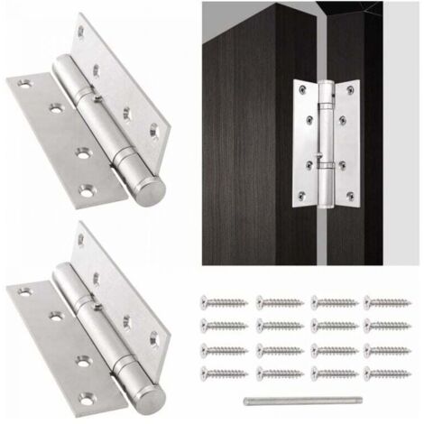Cierrapuertas automático de 2 piezas con tope, bisagra de puerta ajustable con resorte, cierre suave para uso comercial y residencial, 5 pulgadas