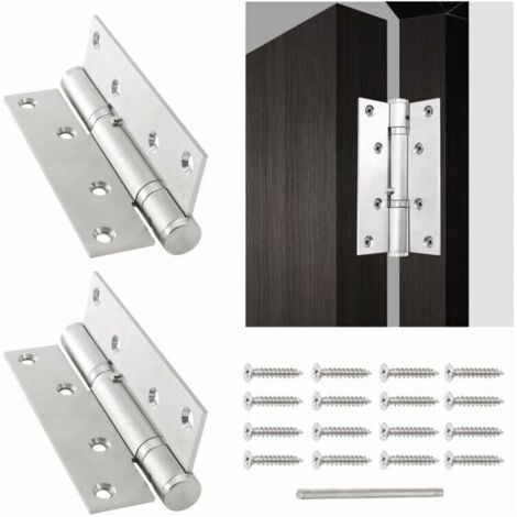 Cierrapuertas automático de 2 piezas con tope, bisagra de puerta ajustable con resorte, cierre suave para uso comercial y residencial, 5 pulgadas