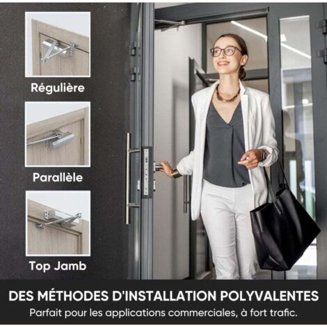 Cierrapuertas hidráulico automático con función de parada, Ultrixe, cierrapuertas con resorte ajustable, tope cerrado para uso comercial y residencial, puertas de 45–85 kg