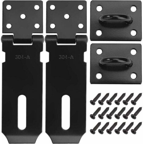 Cierre de candado para puerta de acero inoxidable, 2 unidades, 4 pulgadas, con tornillos, acabado negro mate