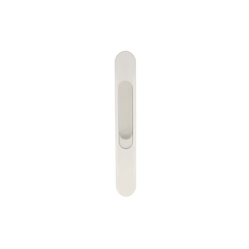 Image of Chiusura da incasso per finestre e porte scorrevoli Bordo rotondo Maniglia a gancio con pulsante antiscivolo Alluminio Colore bianco 169 x 23 mm