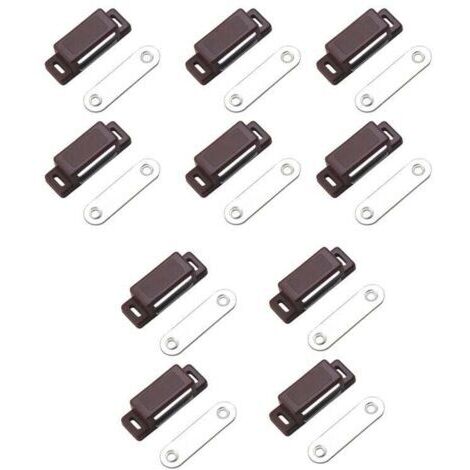 Cierre magnético con fuerza de retención fuerte – Fuerza de retención 4 kg – Set de 10 piezas – marrón – Magnet de puerta – cierre magnético – retenedor magnético para armarios – retenedor magnético p