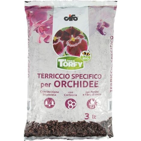 CIFO Linea Torfy, Terriccio specifico per Orchidee 3lt, concimazione bilanciata, con corteccia, con perlite e fibra di cocco
