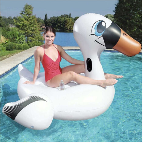 Cigno Gonfiabile Gigante Isola Materassino Mare Piscina 191 X 122 X 170 Cm