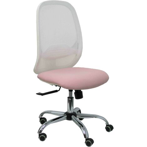 Cilanco chaise blanche maille blanche siège bali rose base chromée roues de parquet
