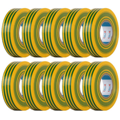 CILIA 10 Pezzi Nastro Isolante Elettrico PVC 19mm x 25m - Nastro Adesivo Professionale Autoestinguente - Certificato IEC 60454 - Max 600V 80°C - Per Elettricisti e Fai da Te - Colore Grigio