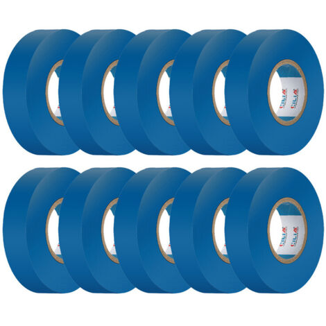 CILIA Lot de 10 Rubans Isolants Électriques PVC 19mm x 25m Chatterton chatterton - Scotch d'Électricien Ignifugé - Adhésif Professionnel Norme IEC - 600V - Pour Câbles et Fils - Couleur: Bleu