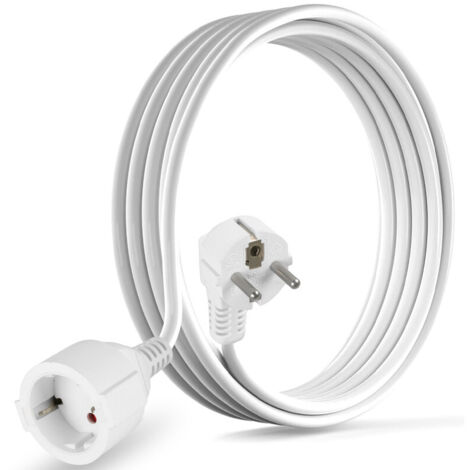 CILIA Verlängerungskabel 3m Schuko Weiß, Stromkabel 16A 3680W 250V, Netzkabel mit 90° Winkelstecker und Kindersicherung, Robustes Innen-Verlängerungskabel für Büro & Haushalt