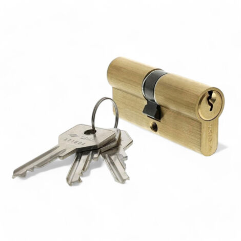 Cilindro a infilare sagomato centrato corpo in ottone con 3 chiavi nichelate per sicurezza porte e serrature - 80 mm decentrato 35x45