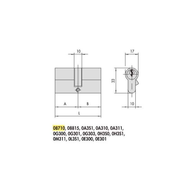 Cilindro Cisa 08710-05-0 nik MM.53 (27-27) (e)