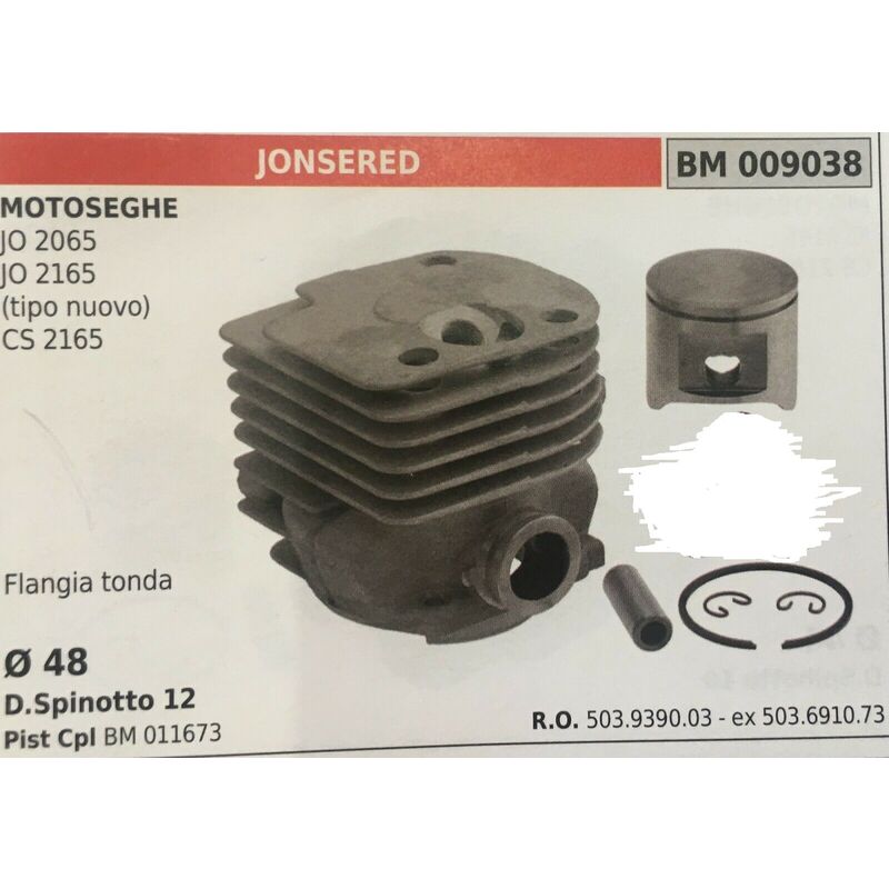 Cilindro completo di pistone D.48 motosega Husqvarna jonsered 365 2065 2165