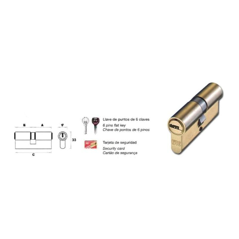 

fac cilindro europerfil seguridad 70p 30x40 r 13.5 laton 23010 - Mibricotienda