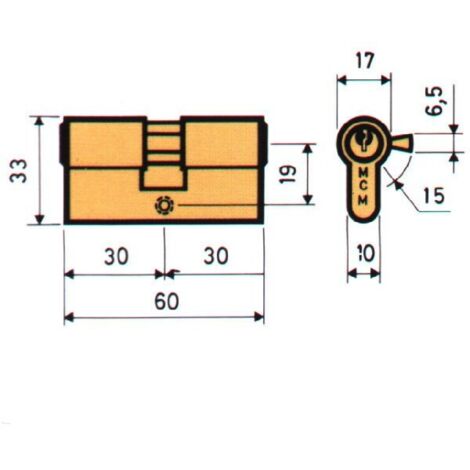 CILINDRO DI SICUREZZA 33,5X33,5 MCM.