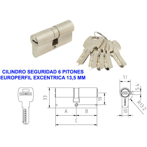 Cilindro di Sicurezza Euro Antibumping BPSPN35x35 R-13.5 Nichel