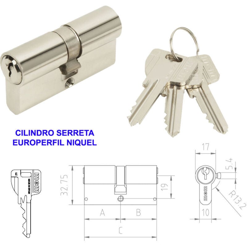 MCM - Profilo cilindro Serreta EPN-6030x30 R-13.2 Nichel per 2650