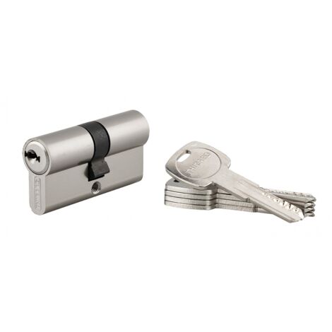 Cilindro europeo a doppia entrata Trafic 6, 30X30mm nichel, antiperforazione, antirottura, 5 chiavi piatte reversibili - THIRARD