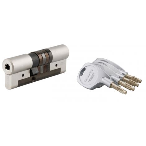 Cilindro europeo  Cobra 2+ 33X53mm Nichelato, anti effrazione, antiscasso, antitrapano, 5 chiavi ergonomiche  - THIRARD