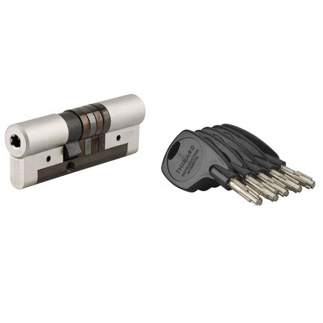 Cilindro europeo  Cobra 2+ 33X53mm Nichelato, anti effrazione, antiscasso, antitrapano, 5 chiavi ergonomiche  - THIRARD