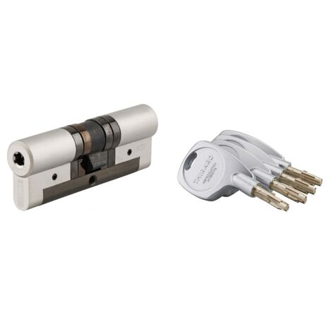 Cilindro europeo Cobra 2+ 43X43mm Nichelato, anti effrazione, antiscasso, antitrapano, 5 chiavi ergonomiche - THIRARD