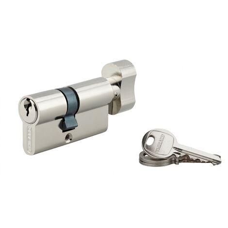 Cilindro europeo per serratura a pomolo SA  35Bx25mm, anti estrazione, nichel, 3 chiavi - THIRARD